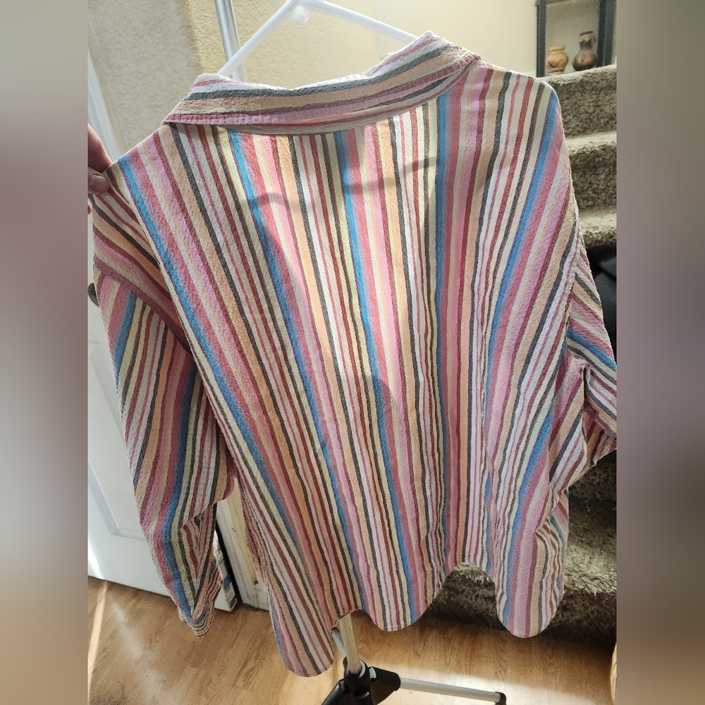 Denim&Co Vibrant Striped Blouse Size 2x - Picture 7 of 7